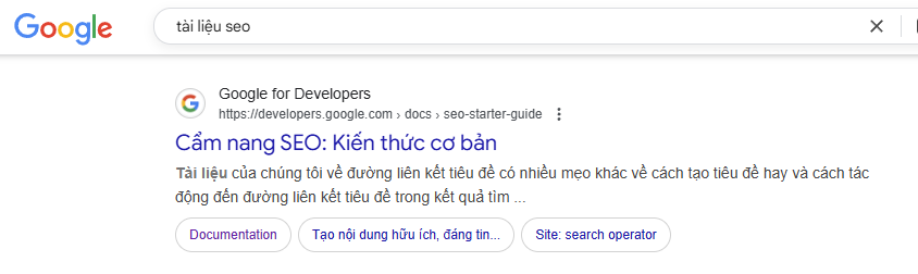Ví dụ về từ khóa: Tài liệu SEO