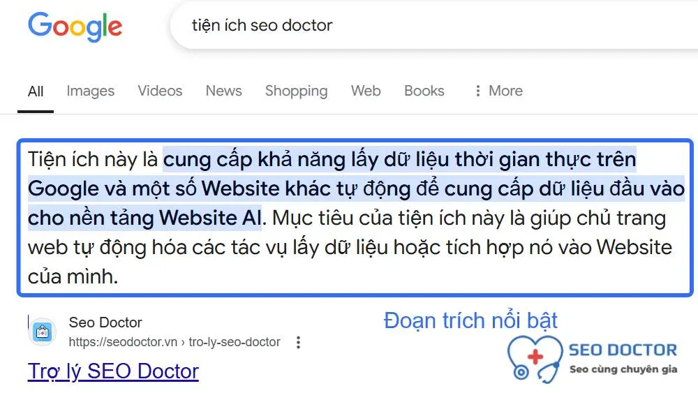 Đoạn trích nổi bật trên trang tìm kiếm