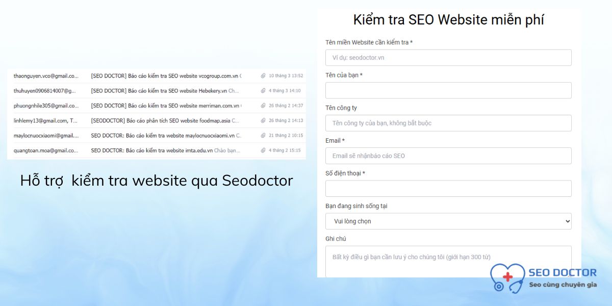 Hỗ trợ check website miễn phí trên Seodoctor