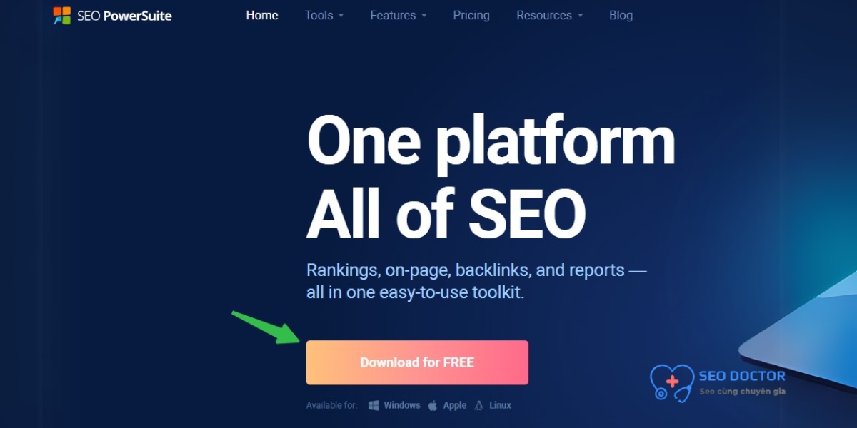 Truy cập website chính thức SEO PowerSuite và download