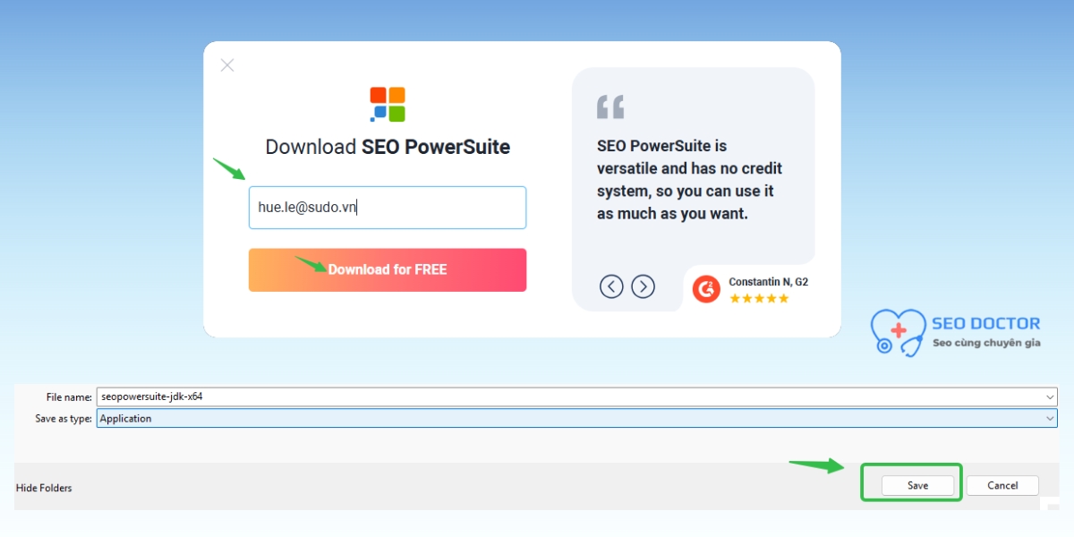 Nhập email để nhận link tải SEO PowerSuite
